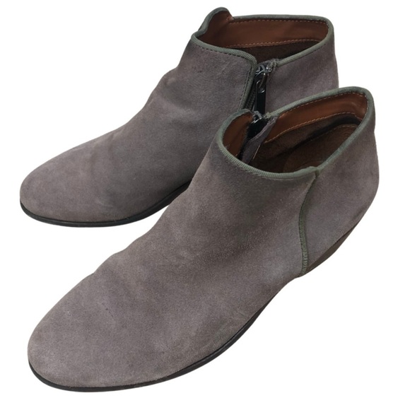 Crown Vintage Women’s Nude Suede Natural Low Heeled Ankle Boot Round Toe Booties - Picture 5 of 16